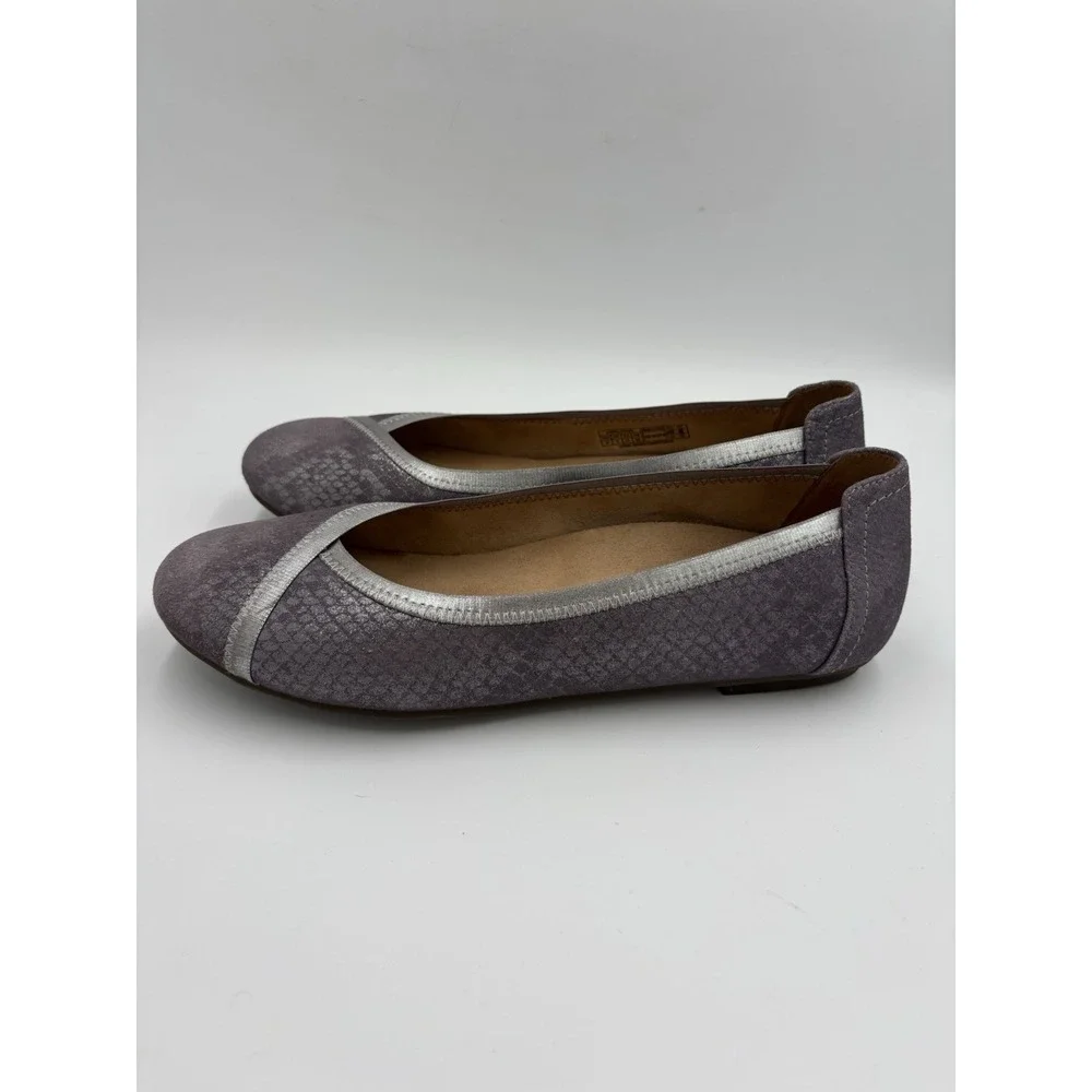 Vionic Caroll Ballet Flat‎ Womens Size 9 Purple Metallic Shimmer Snake Slip On